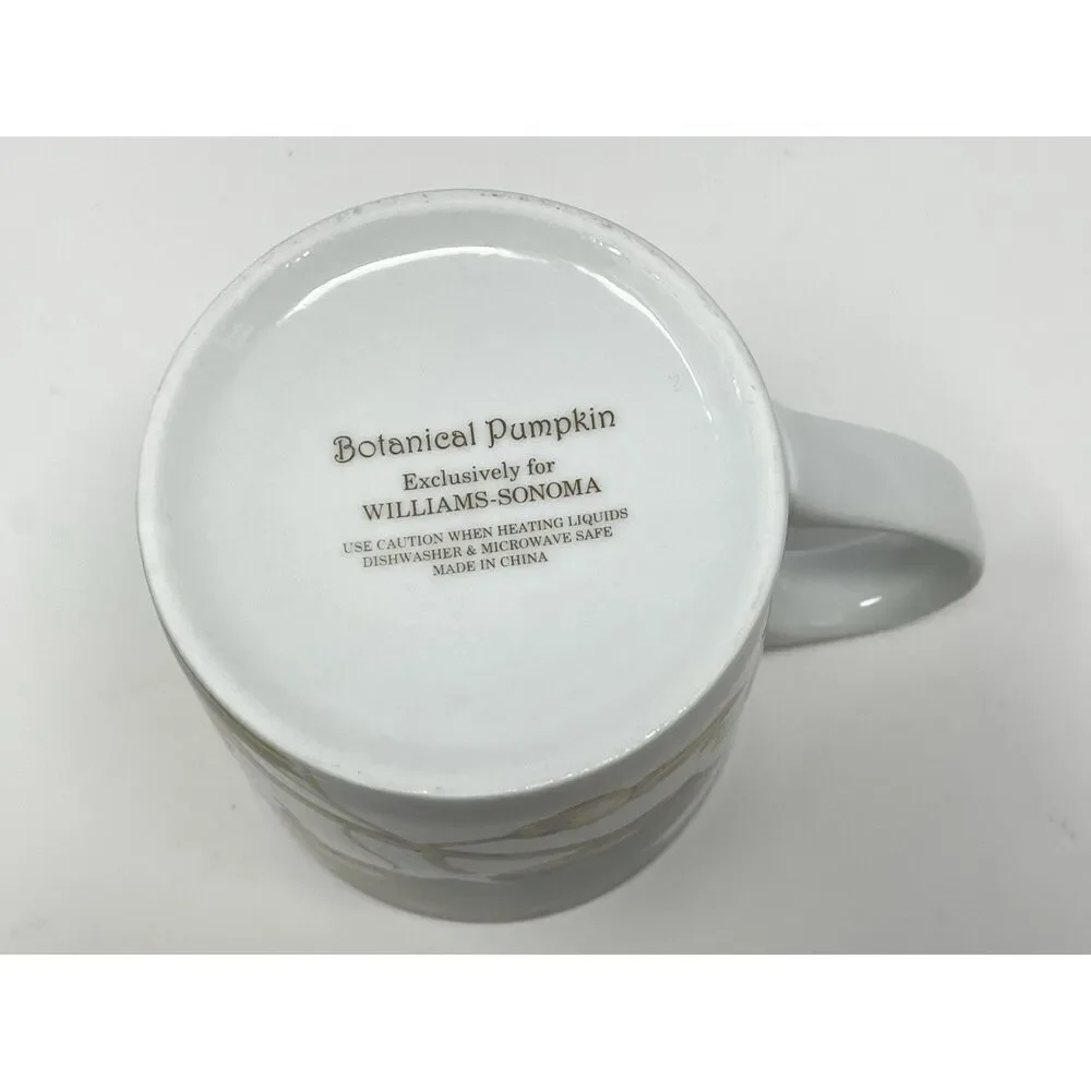 Williams Sonoma Botanical Pumpkin Coffee Cup Mug 4” Autumn Thanksgiving